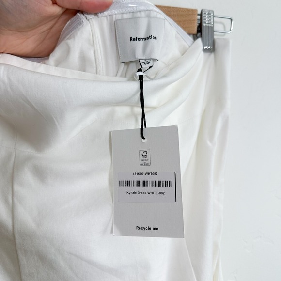 Reformation | NWT Kynzie Cotton Blend Strapless Knotted Slit Maxi Dress in White - Picture 4 of 6